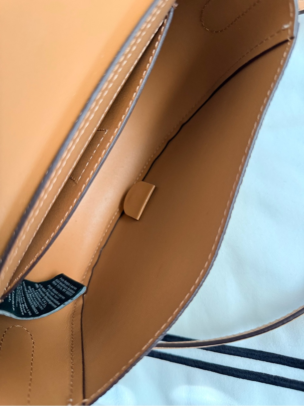Ralph Lauren White Saddle Crossbody with Tan Strap - Picture 10 of 15